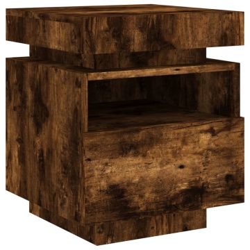 Noptieră cu lumini LED, stejar sonoma, 40x39x48,5 cm - Img 8