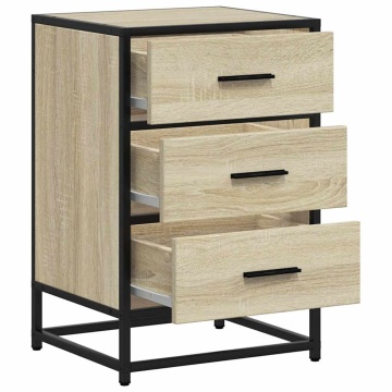 Noptiera din stejar Sonoma 40x34,5x60cm lemn prelucrat si metal - Img 7