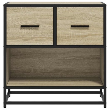 Noptiera din stejar Sonoma 60x31x60 cm lemn prelucrat si metal - Img 8