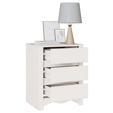 Noptieră DRAMMEN Alb 45x35x56 cm Lemn Masiv Pin - Img 3