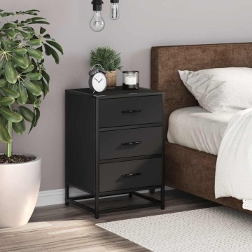 Noptiera neagra 40x34,5x60 cm lemn prelucrat si metal - Img 3