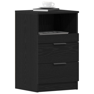 Noptieră Negru Stejar 40x35x65 cm Fabricată din Lemn Prelucrat - Img 3