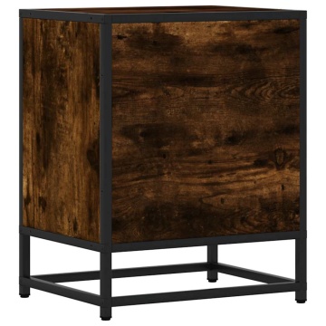 Noptiera stejar afumat 40x31x50 cm lemn prelucrat si metal - Img 6
