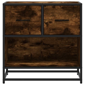 Noptiera stejar afumat 60x31x60 cm lemn prelucrat si metal - Img 8