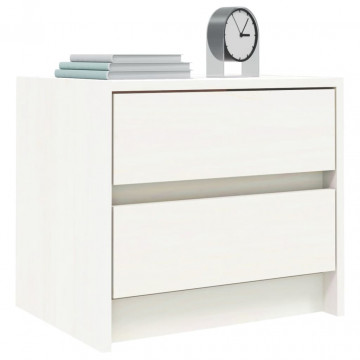 Noptiere, 2 buc., alb, 40x31x35,5 cm, lemn masiv de pin - Img 3