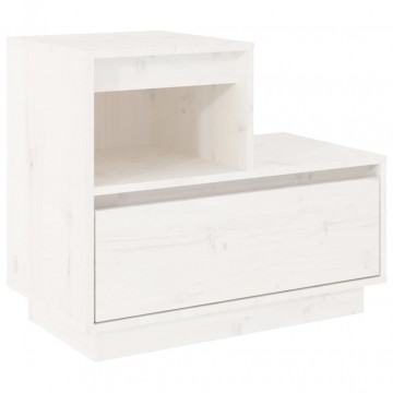 Noptiere, 2 buc., alb, 60x34x51 cm, lemn masiv de pin - Img 3
