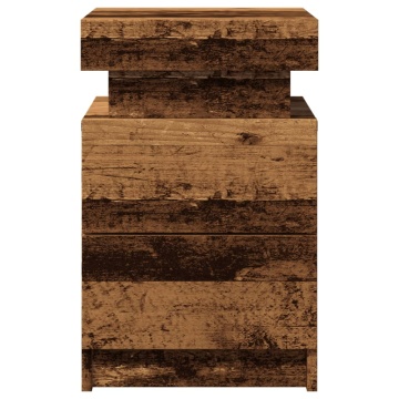 Noptiere, 2 buc cu LED lemn învechit 35x39x55 cm lemn prelucrat - Img 6