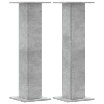 Noptiere, 2 buc., gri beton, 30x30x95 cm, lemn prelucrat - Img 2