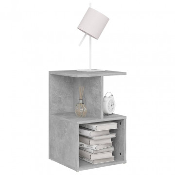 Noptiere, 2 buc., gri beton, 35x35x55 cm, PAL - Img 3