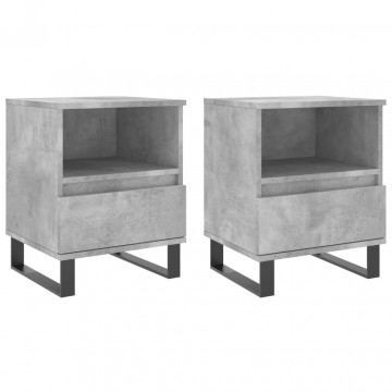 Noptiere, 2 buc., gri beton, 40x35x50 cm, lemn compozit - Img 2