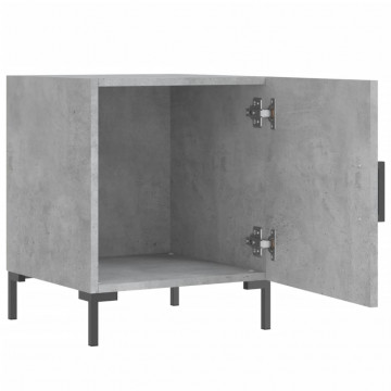 Noptiere, 2 buc., gri beton, 40x40x50 cm, lemn compozit - Img 5