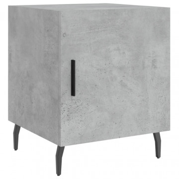 Noptiere, 2 buc., gri beton, 40x40x50 cm, lemn compozit - Img 5