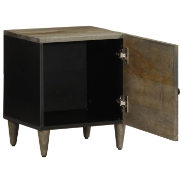 Noptiere 2 buc Gri deschis 40x33x46 cm Lemn masiv de mango - Img 3