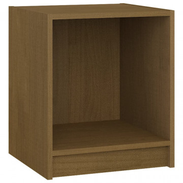 Noptiere, 2 buc., maro miere, 35,5x33,5x41,5 cm, lemn masiv pin - Img 8