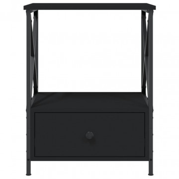 Noptiere, 2 buc., negru, 50x41x65 cm, lemn compozit - Img 5