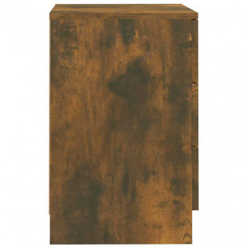 Noptiere, 2 buc., stejar fumuriu, 38x35x56 cm, lemn prelucrat - Img 5