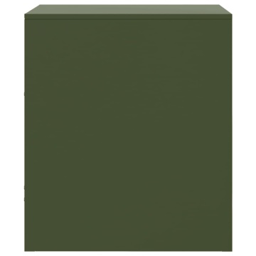 Noptiere, 2 buc., verde olive, 34,5x39x44 cm, oțel - Img 7