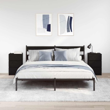 Noptiere cu 3 sertare 2 buc Negru 39x35x65 cm - Img 3