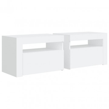Noptiere cu LED-uri, 2 buc., alb, 60x35x40 cm - Img 3