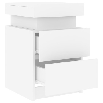Noptiere cu lumini LED, 2 buc., alb, 35x39x55 cm - Img 7