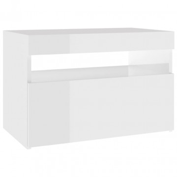 Noptiere cu lumini LED, 2 buc., alb extralucios, 60x35x40 cm - Img 7