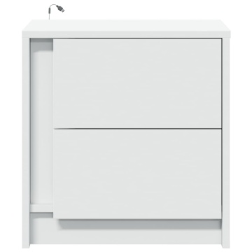 Noptiere cu lumini LED, 2 buc., alb, lemn prelucrat - Img 5