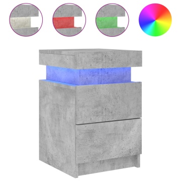 Noptiere cu lumini LED, 2 buc., gri beton, 35x39x55 cm - Img 6