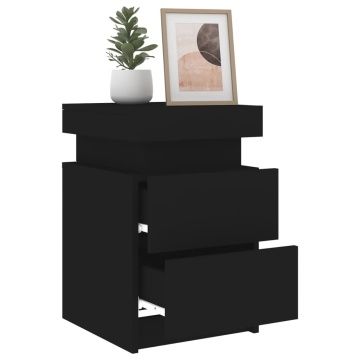 Noptiere cu lumini LED, 2 buc., negru, 35x39x55 cm - Img 8