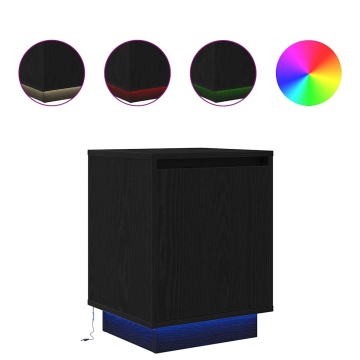 Noptiere cu lumini LED 2 buc Negru 38x34x50 cm - Img 2