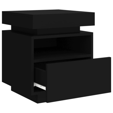 Noptiere cu lumini LED, 2 buc., negru, 40x39x48,5 cm - Img 6