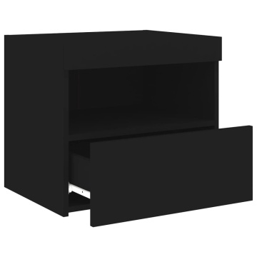 Noptiere cu lumini LED, 2 buc., negru, 50x40x45 cm - Img 7