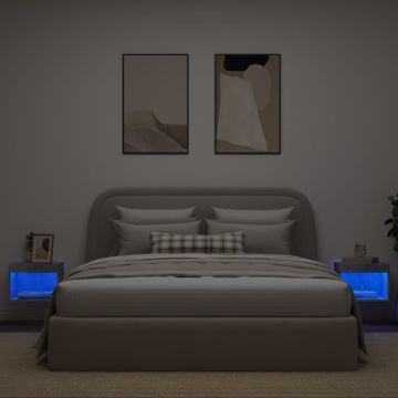 Noptiere cu lumini LED montate pe perete, 2 buc., gri beton - Img 4