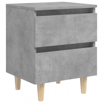 Noptiere cu picioare lemn masiv pin 2 buc. gri beton 40x35x50cm - Img 2