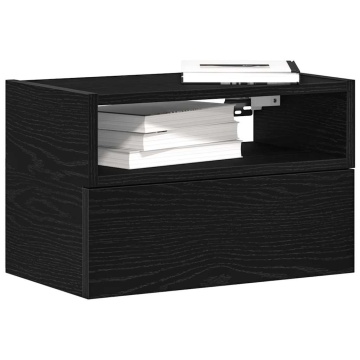 Noptiere de perete, 2 buc., negru, 45x26x28,5 cm - Img 1