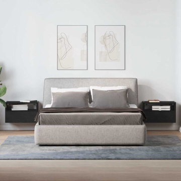 Noptiere de perete, 2 buc., negru, 45x26x28,5 cm - Img 3
