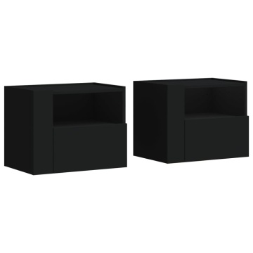 Noptiere de perete, 2 buc., negru, 45x30x35 cm - Img 2
