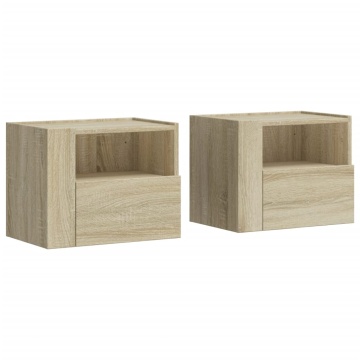 Noptiere de perete, 2 buc., stejar sonoma, 45x30x35 cm - Img 2