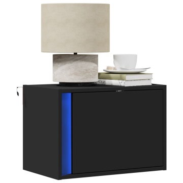 Noptiere montate pe perete cu lumini LED, 2 buc., negru - Img 1