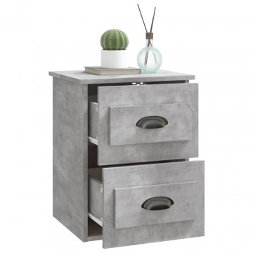 Noptiere suspendate pe perete, 2 buc., gri beton, 41,5x36x53 cm - Img 5