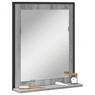 Oglindă baie cu raft gri sonoma 50x12x60 cm lemn prelucrat - Img 1