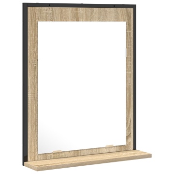 Oglindă baie cu raft stejar sonoma 50x12x60 cm lemn prelucrat - Img 2