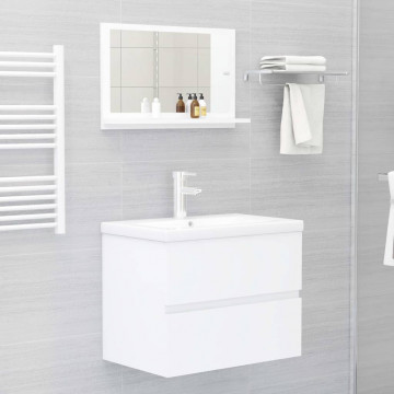 Oglindă de baie, alb, 60x10,5x37 cm, lemn prelucrat - Img 5