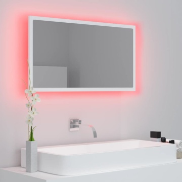 Oglindă de baie cu LED, alb, 80x8,5x37 cm, acril - Img 4