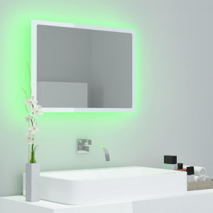 Oglindă de baie cu LED, alb extralucios, 60x8,5x37 cm, PAL - Img 4