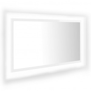 Oglindă de baie cu LED, alb extralucios, 80x8,5x37 cm, PAL - Img 2