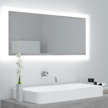 Oglindă de baie cu LED, gri beton, 100x8,5x37 cm, acril - Img 1