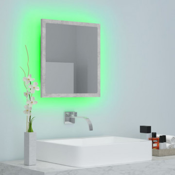 Oglindă de baie cu LED, gri beton, 40x8,5x37 cm, PAL - Img 3