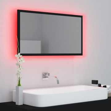 Oglindă de baie cu LED, negru, 80x8,5x37 cm, PAL - Img 8