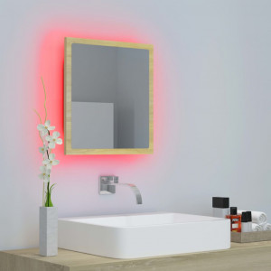 Oglindă de baie cu LED, stejar sonoma, 40x8,5x37 cm, PAL - Img 8