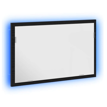 Oglindă de baie cu lumini LED, stejar negru, 60x8,5x37 cm - Img 3